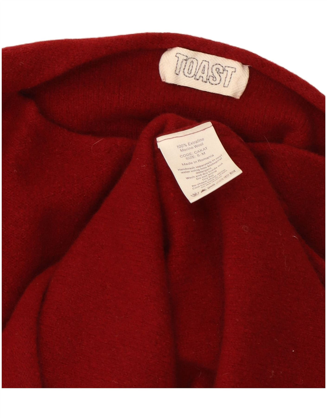 Damski sweter z dekoltem w łódkę Toast, mały/średni, czerwony, wełniany