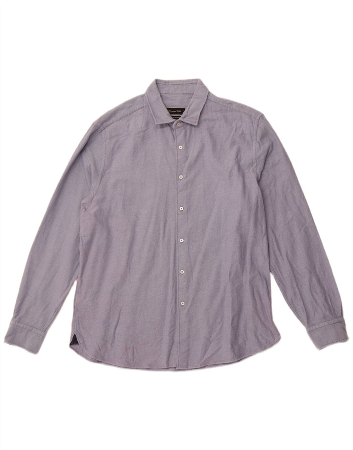 Koszula męska Massimo Dutti 2XL niebieska, bawełniana