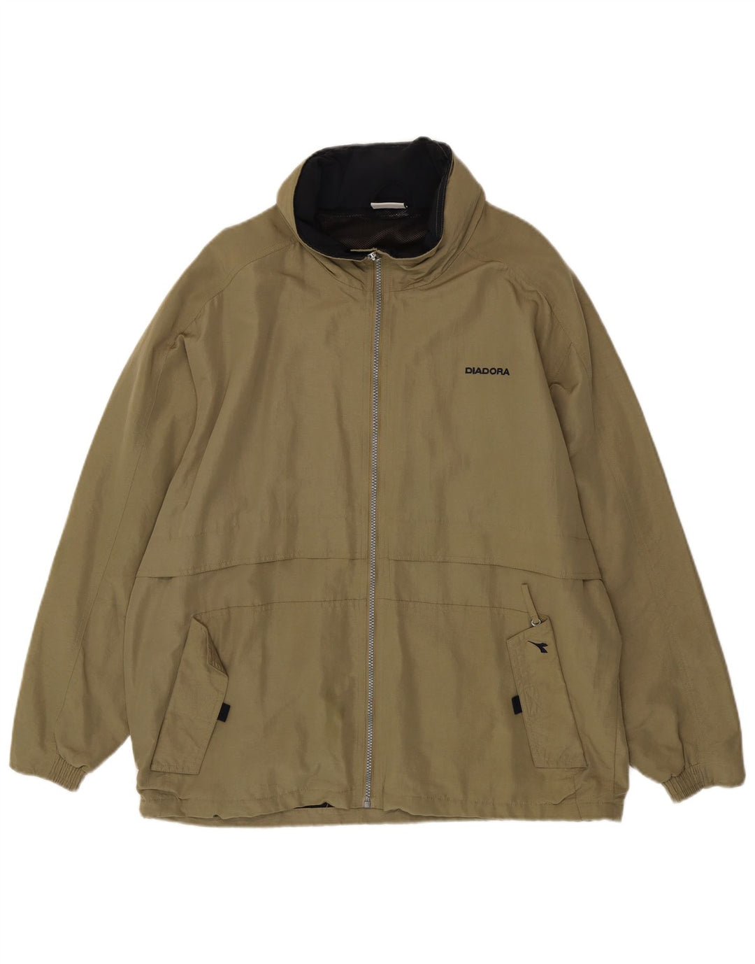 DIADORA Mens Rain Jacket UK 42 XL Khaki Polyamide Vintage Diadora and Second-Hand Diadora from Messina Hembry 
