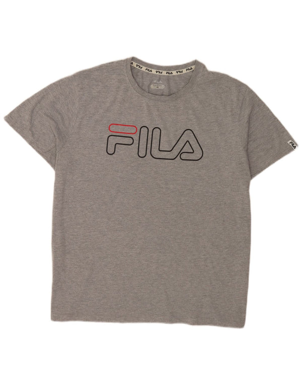 Męski T-shirt z grafiką Fila Top 2XL Szary, nakrapiany poliester