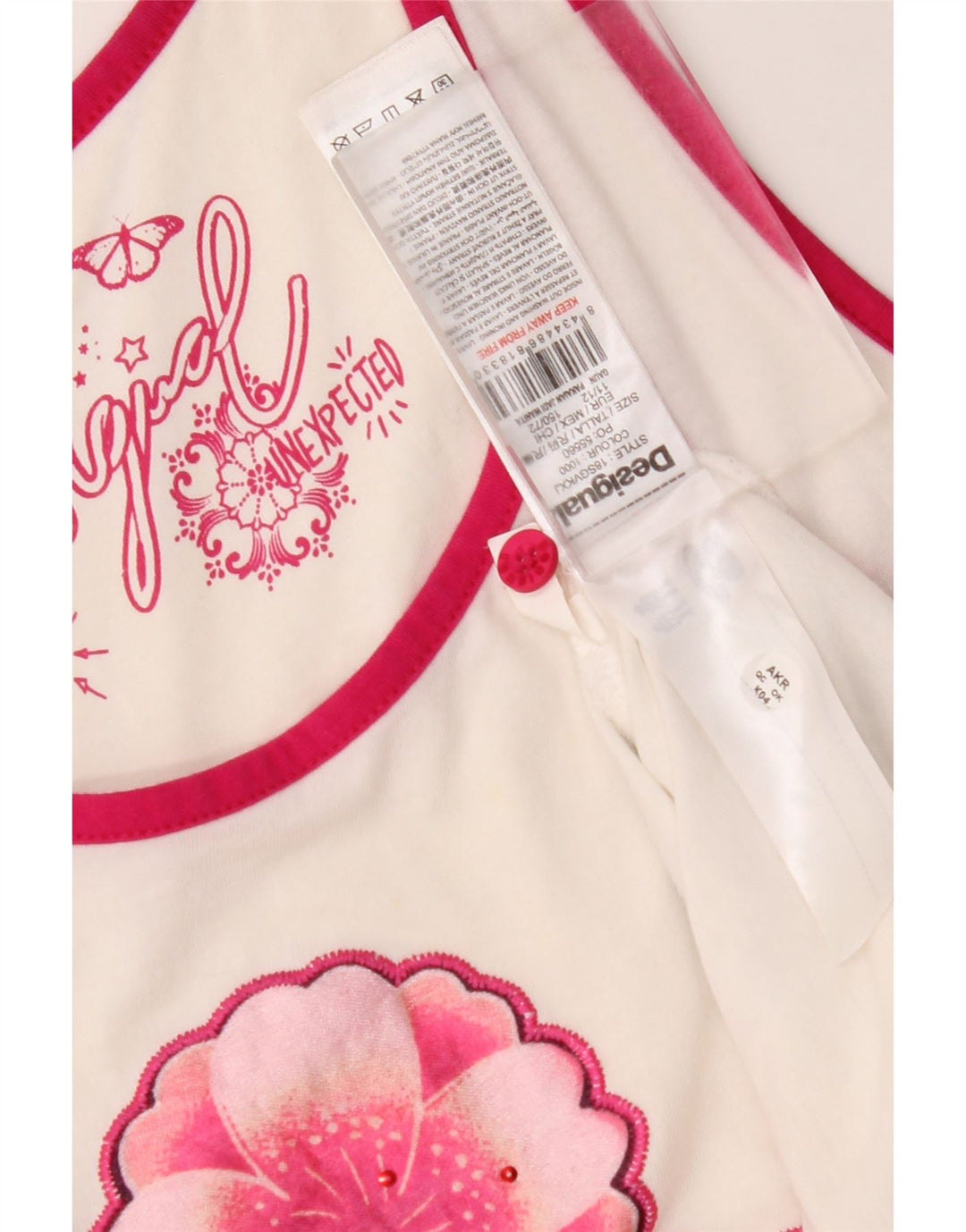 DESIGUAL Dziewczęca graficzna sukienka-tunika bez rękawów 11-12 lat w białe kwiaty