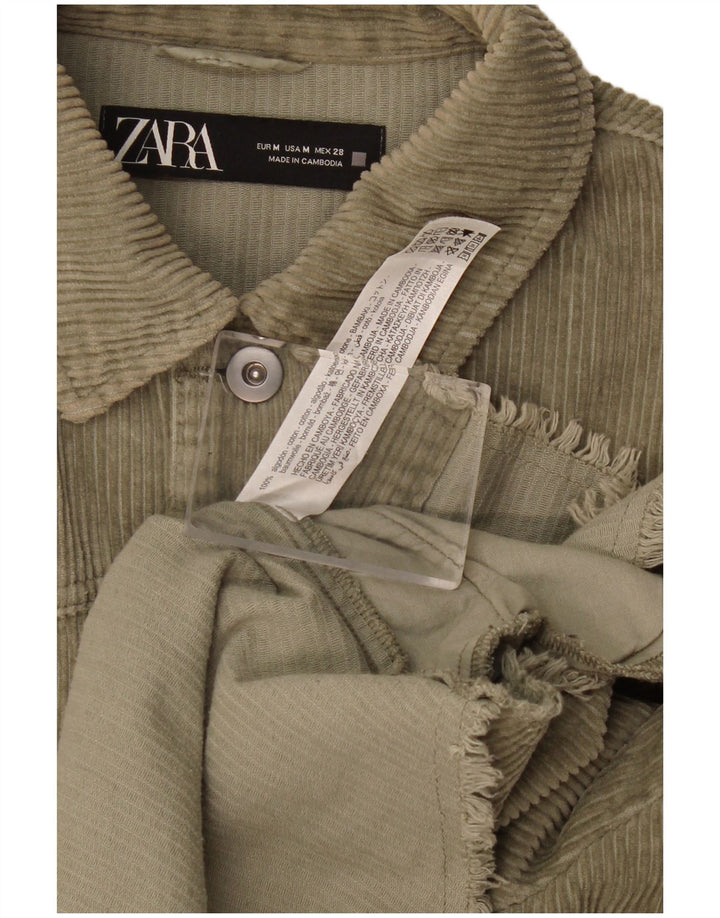 Damska, oversize'owa koszula sztruksowa Zara UK 14, średnia bawełna khaki