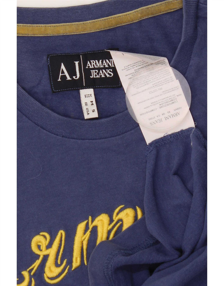 Męska koszulka z grafiką Armani, bawełniana, średnia niebieska
