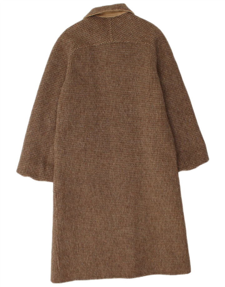 Dwustronny płaszcz damski w stylu vintage IT 46, duży, brązowy, z dziewiczej wełny