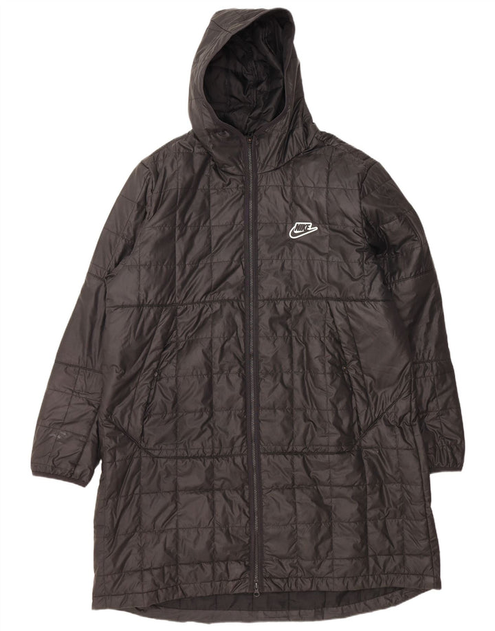 Męski ocieplany płaszcz z kapturem NIKE UK 42 XL, czarny poliester