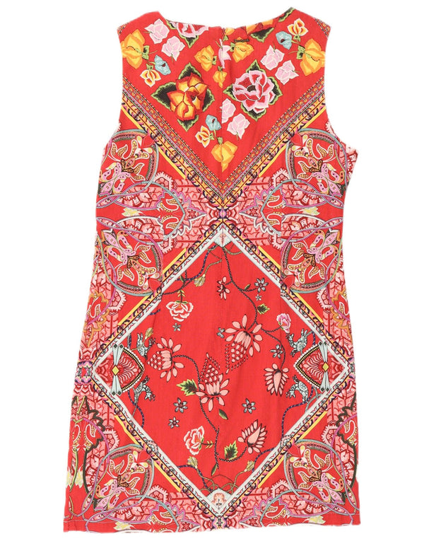 Damska sukienka bez rękawów Desigual EU 44 XL, czerwona, lniana w kwiaty