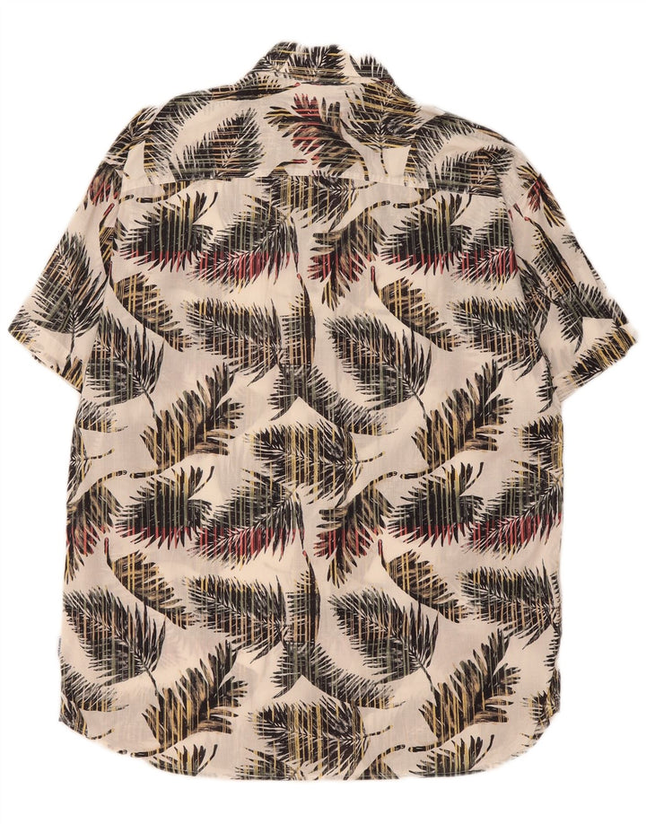 JACK & JONES Mens Short Sleeve Shirt Large Off White Floral