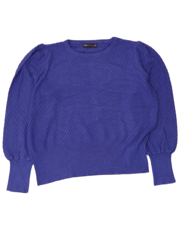 Marks & Spencer Damski sweter z okrągłym dekoltem, UK 20 2XL, niebieski, wiskoza