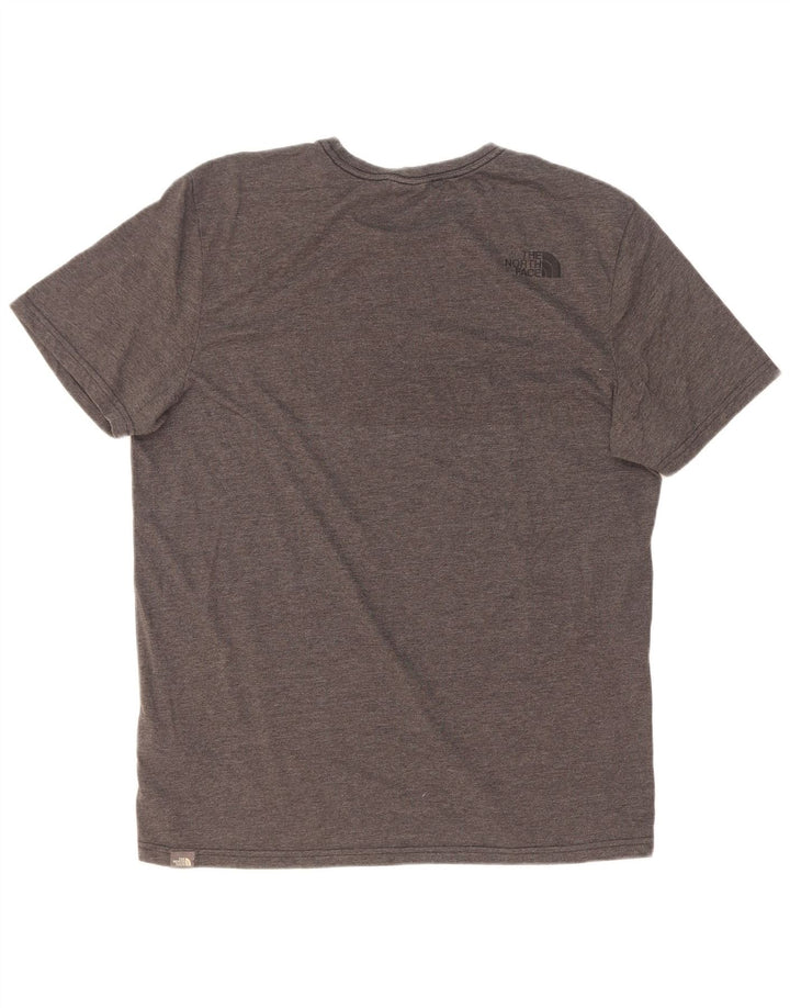 Męski T-shirt z grafiką The North Face, duży, szary, nakrapiany poliester