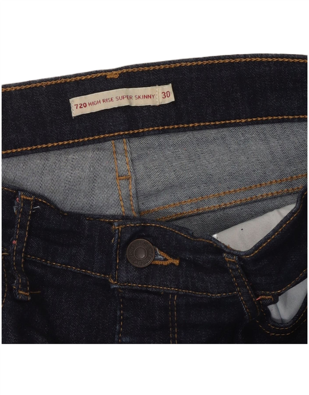 Damskie jeansy LEVI'S 720 z wysokim stanem, bardzo obcisłe W30 L29 granatowe