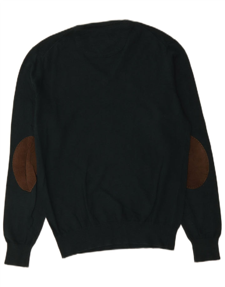 Męski sweter Massimo Dutti z dekoltem w kształcie litery V, mały, zielony, bawełniany