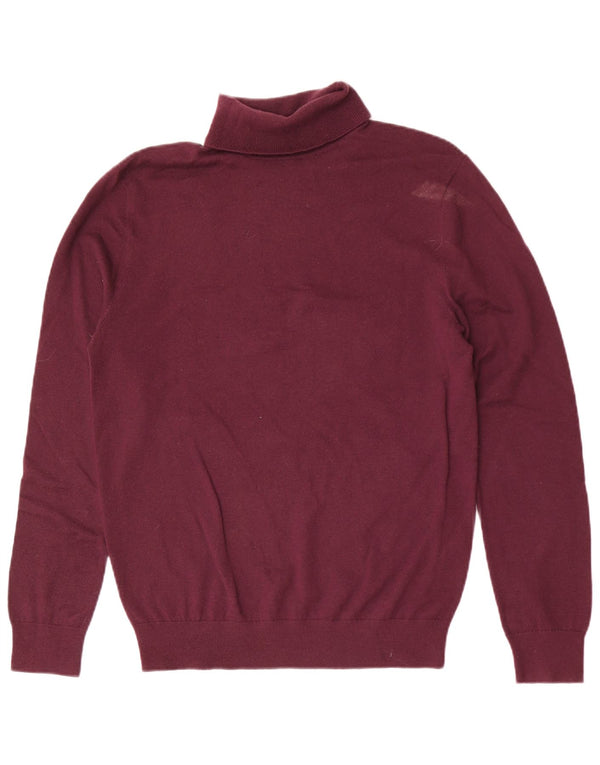 Sweter damski Reiss z wywijanym dekoltem UK 14, duża, bordowa wełna