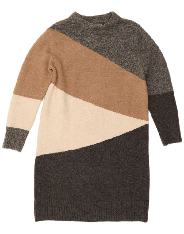 Damska sukienka sweterkowa Monsoon UK 14 Średni szary, akrylowy blok kolorów