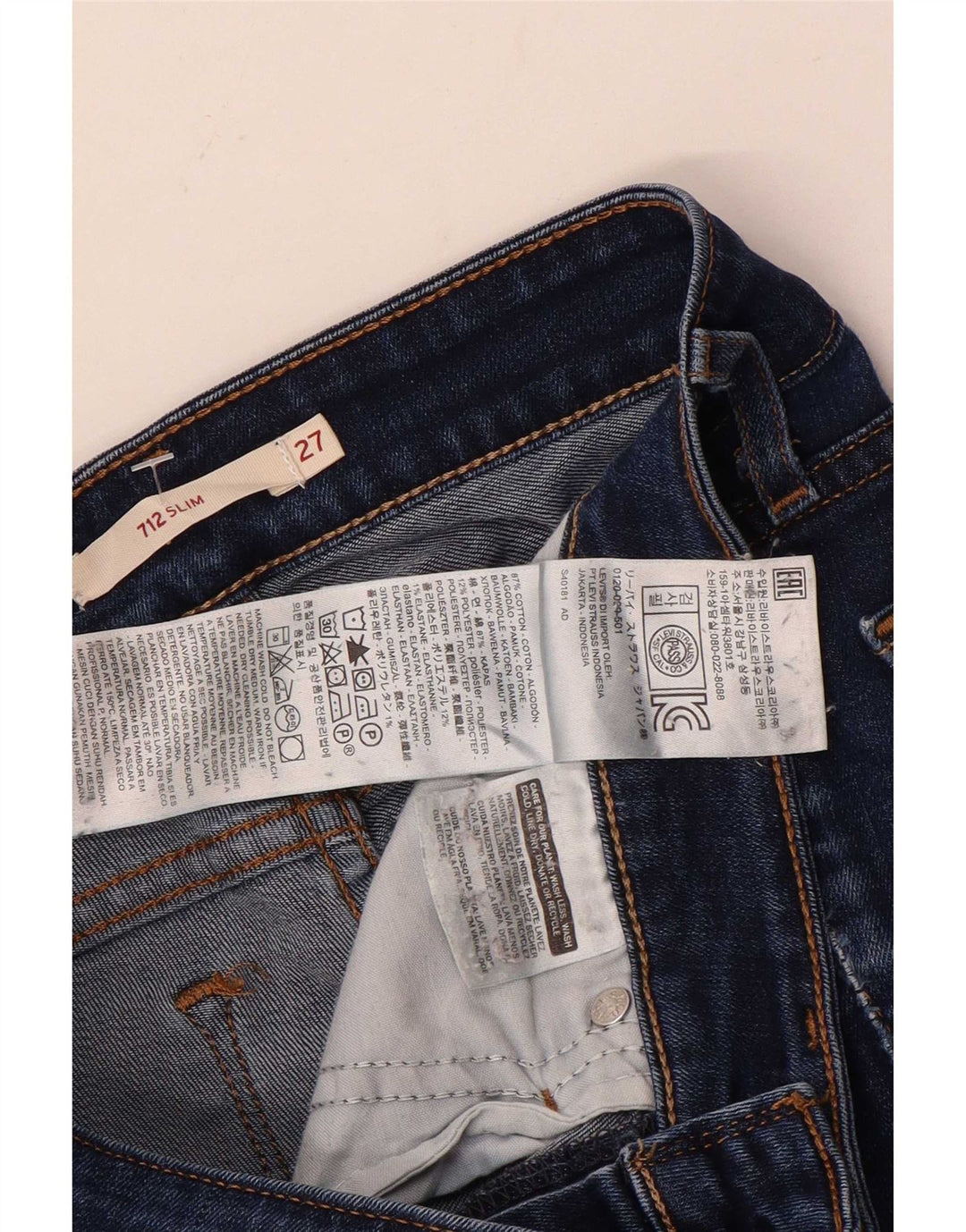 Damskie jeansy Levi's 712 Slim W27 L27 Niebieskie bawełniane