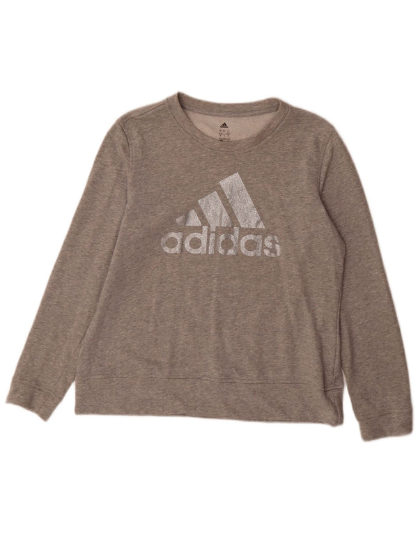 Damska bluza Adidas Graphic Jumper UK 16/18 Duża, szara bawełna