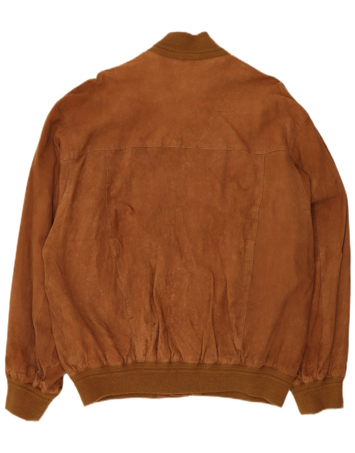 Męska zamszowa kurtka bomberka VINTAGE IT 58 4XL brązowa skóra