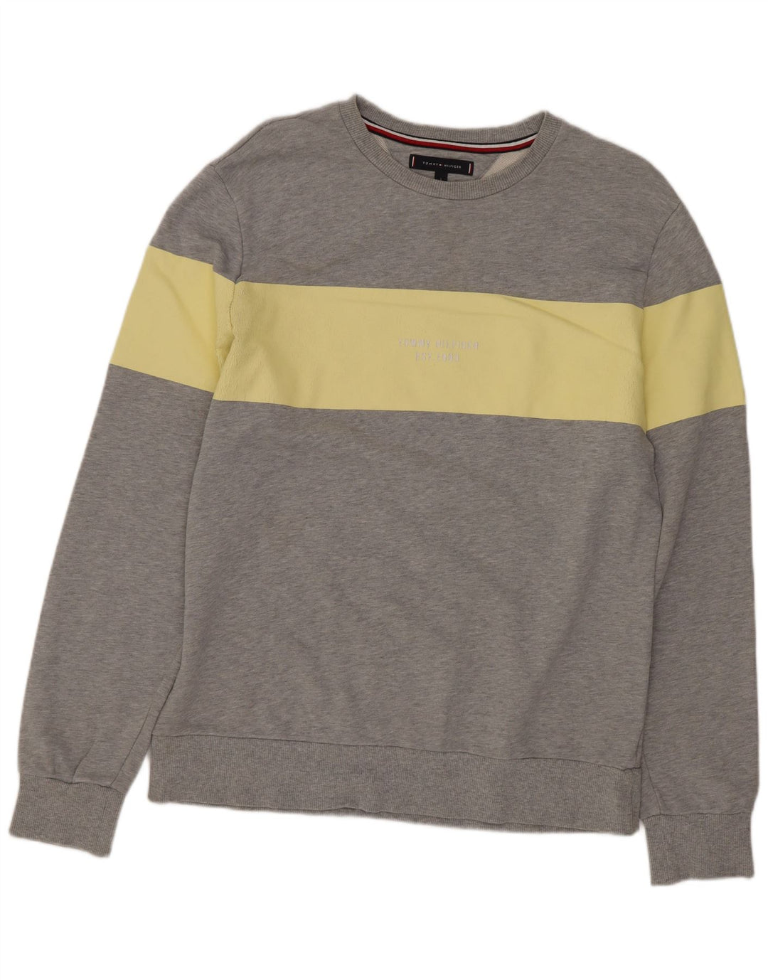 Męska bluza Tommy Hilfiger, duża, szara, z blokami kolorów, bawełniana