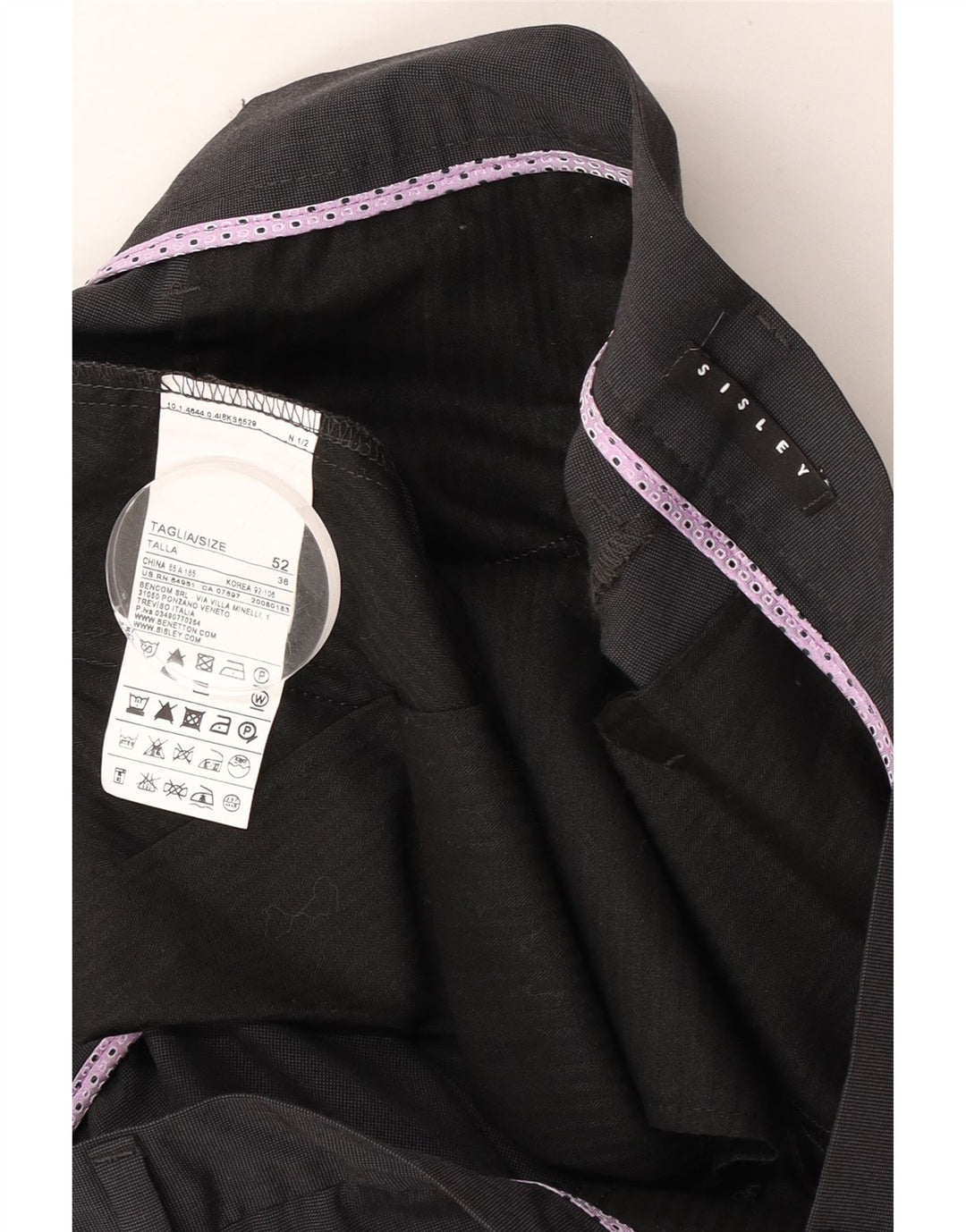 Dwuczęściowy garnitur męski Sisley IT 52 XL W36 L32 Szary poliester