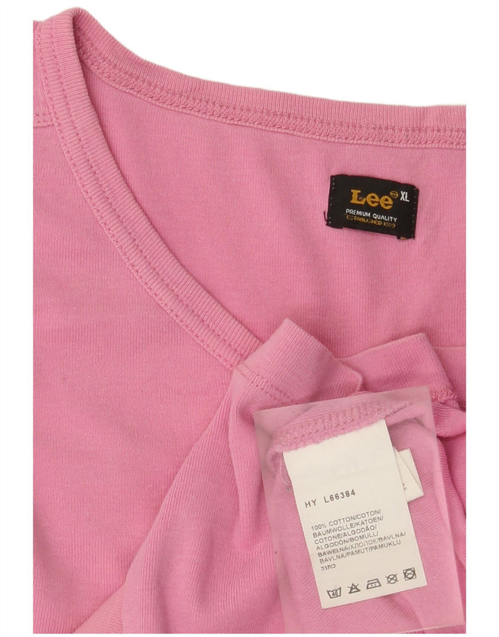 Damski top Lee z długim rękawem, UK 18 XL, różowy, bawełniany