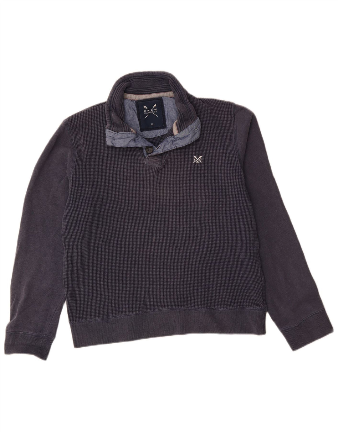 Crew Clothing Męska bluza z kapturem i dekoltem w serek Średni granatowy bawełniany