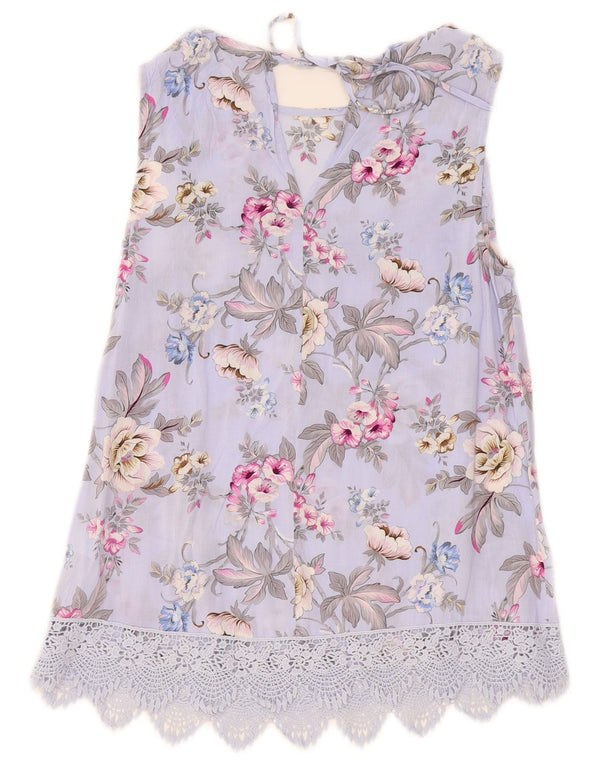 Damska bluzka bez rękawów Oasis Top UK 8 Small Purple w kwiatowe wiskozy
