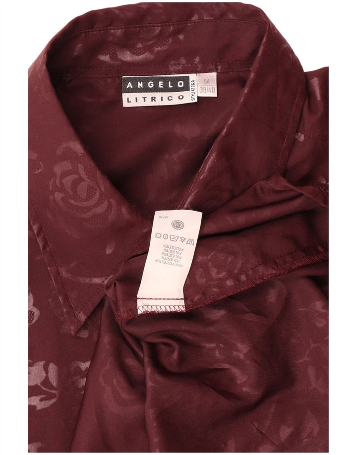 Męska koszula z krótkim rękawem Angelo Litrico, rozmiar 39/40, w kolorze średniego bordowego kwiatu