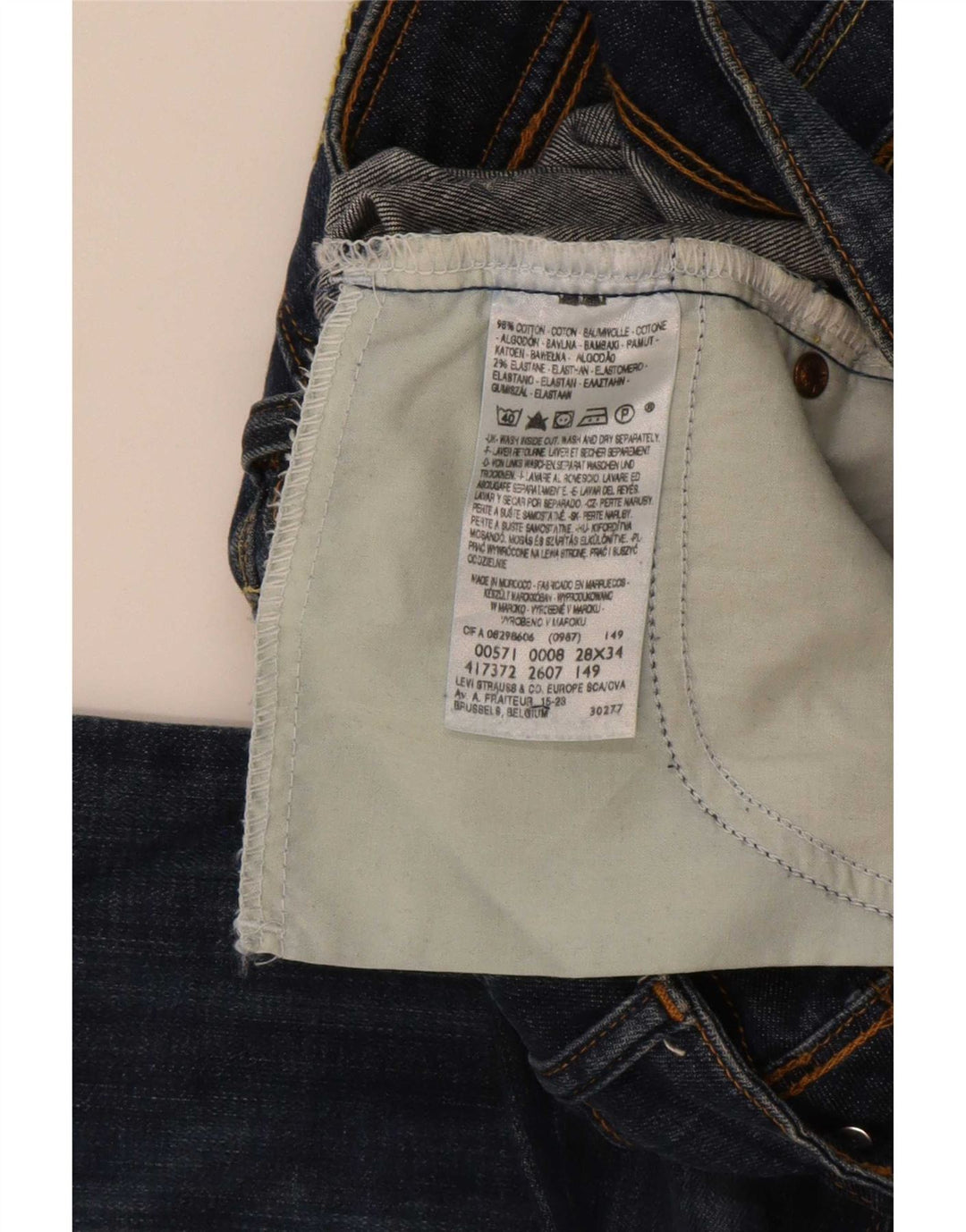 Damskie jeansy Levi's 571 Slim W28 L34 Granatowa bawełna