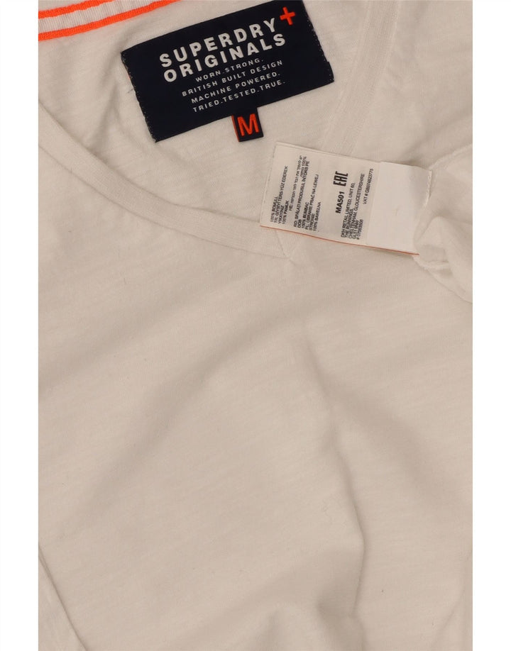 SUPERDRY Męski T-shirt Top Średniej Białej Bawełny
