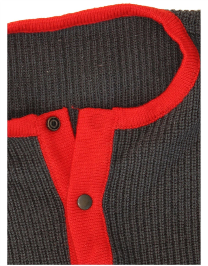 Męski sweter z okrągłym dekoltem w stylu VINTAGE, średnioszary, blok kolorów