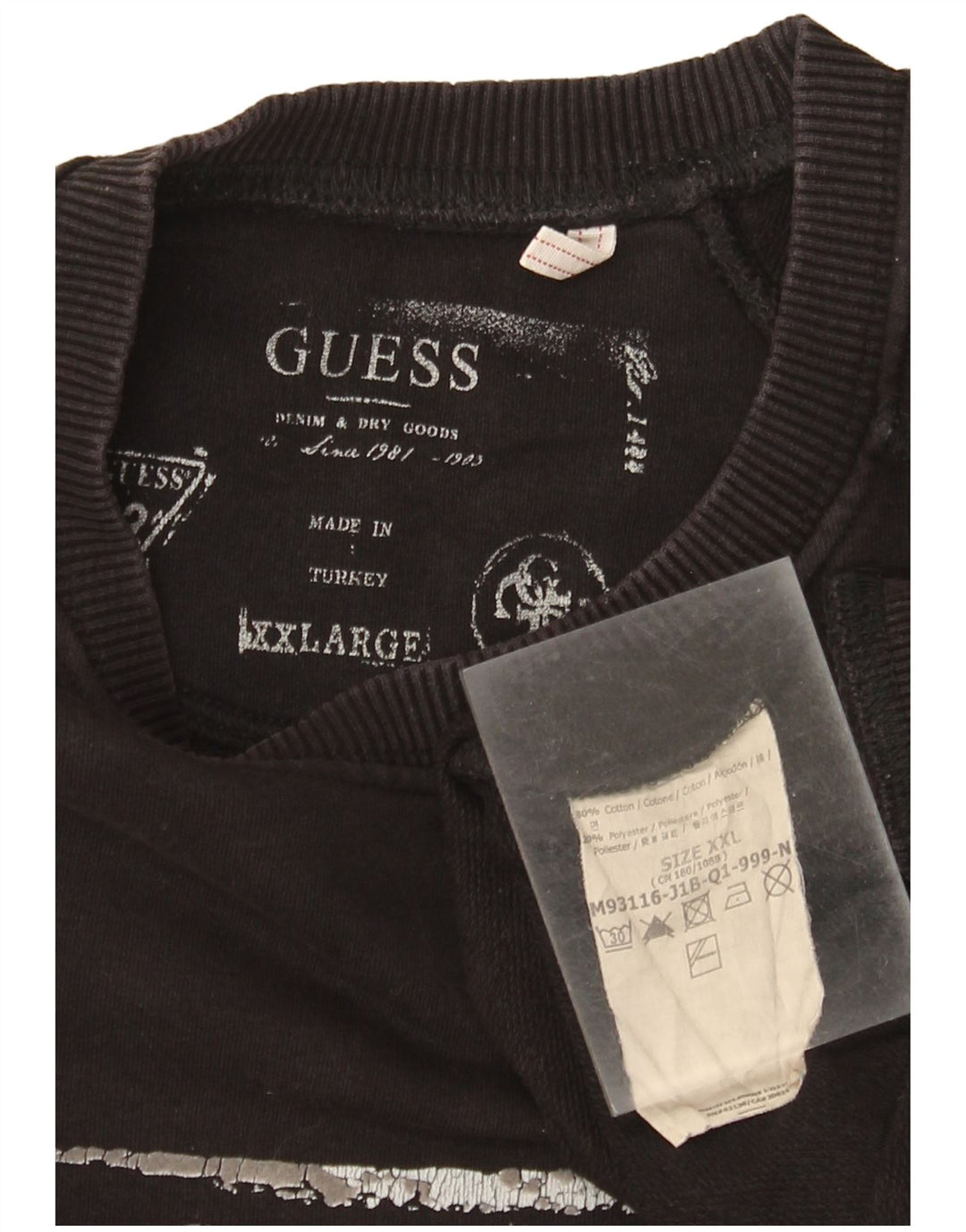 Męska bluza Guess z grafiką, 2XL, czarna, bawełniana