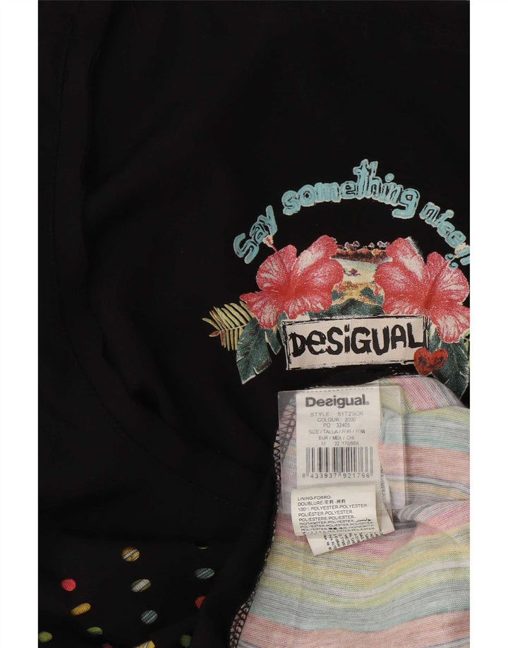 Damski top Desigual z grafiką, UK 12, średni czarny geometryczny poliester