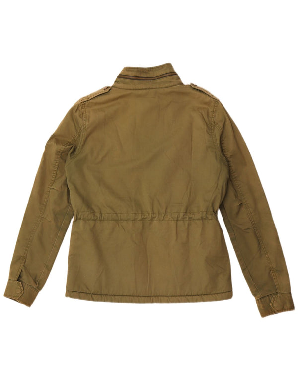 Damska kurtka wojskowa z kapturem Superdry UK 12, średnia bawełna khaki