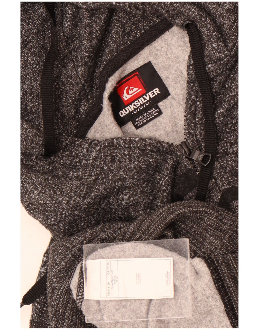 Męski sweter z kapturem i zamkiem błyskawicznym Quiksilver, średnioszary poliester