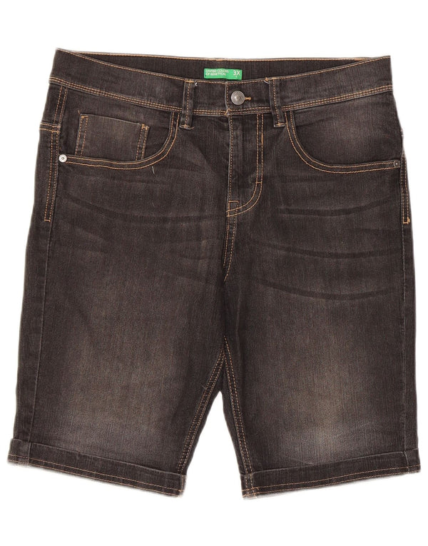 Benetton Mens Denim Shorts W32 Medium  Black