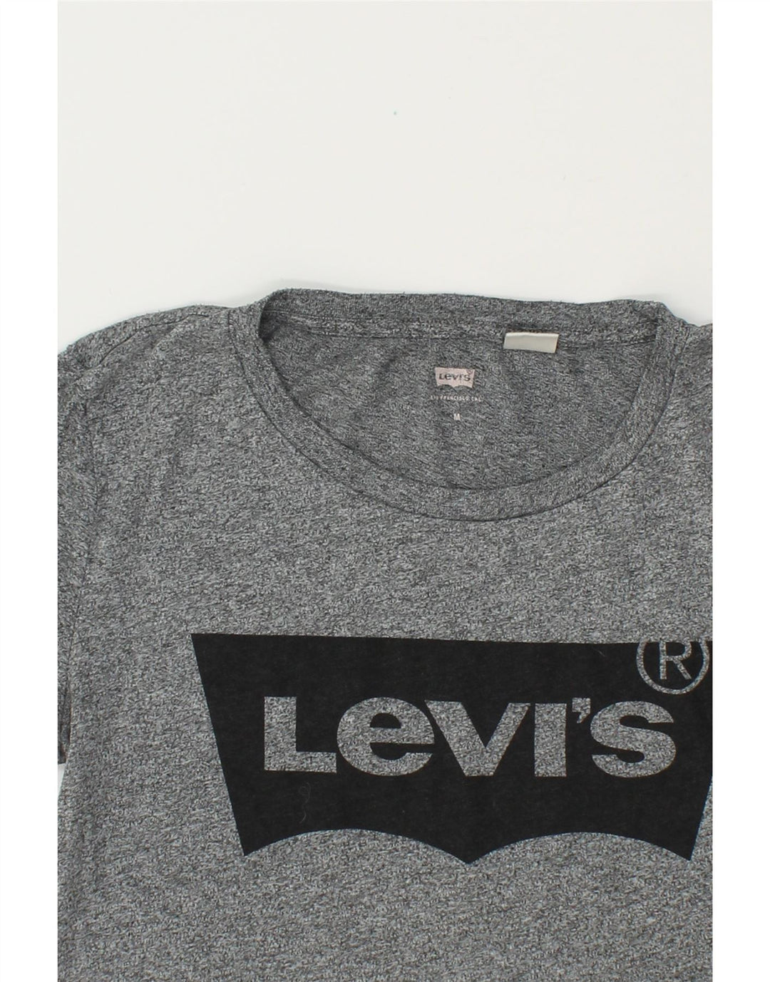LEVI'S Womens Graphic T-Shirt Top UK 12 Medium Grey Flecked Cotton Vintage Levi's and Second-Hand Levi's from Messina Hembry 