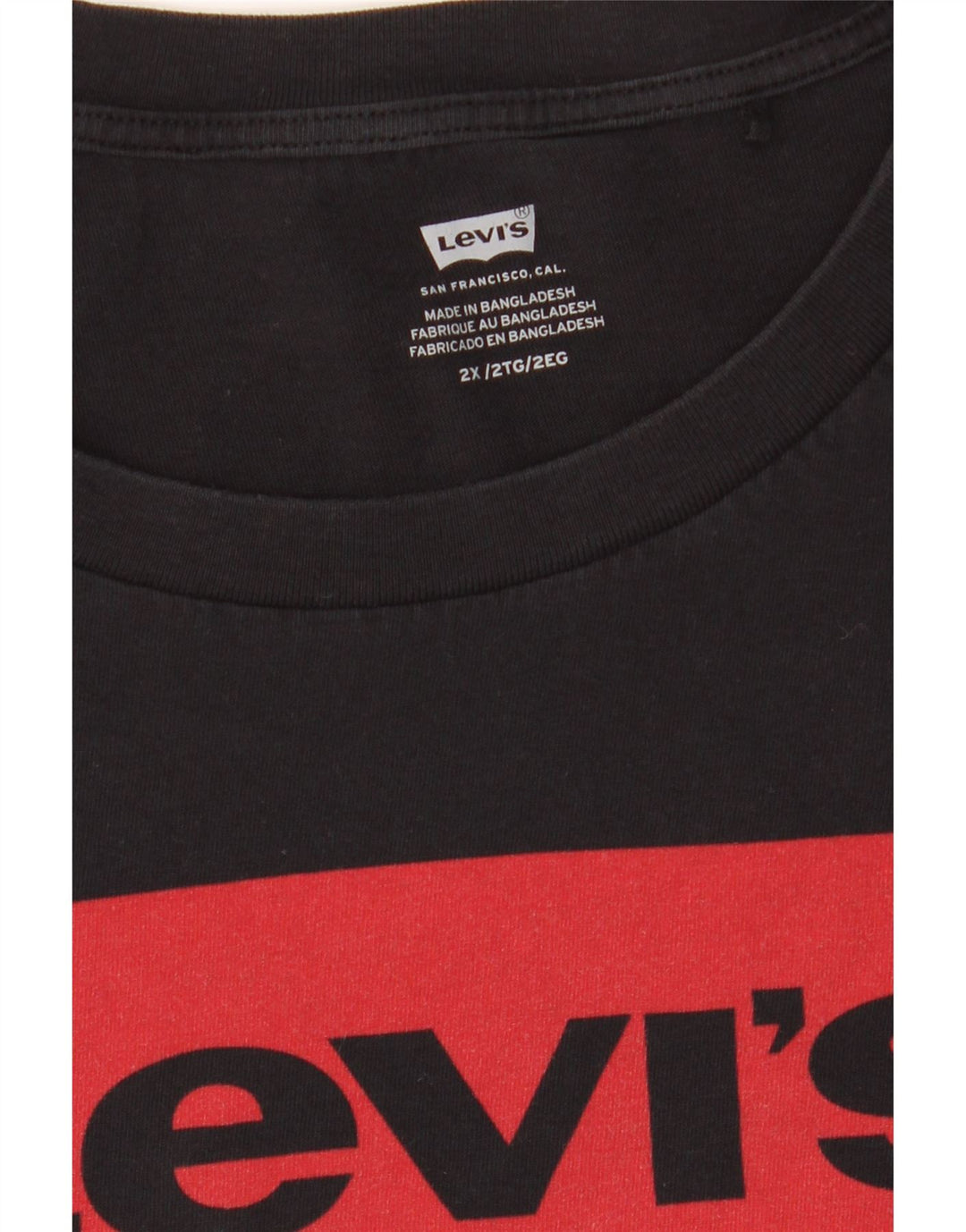 LEVI'S Mens Graphic T-Shirt Top 2XL Black Cotton Vintage Levi's and Second-Hand Levi's from Messina Hembry 