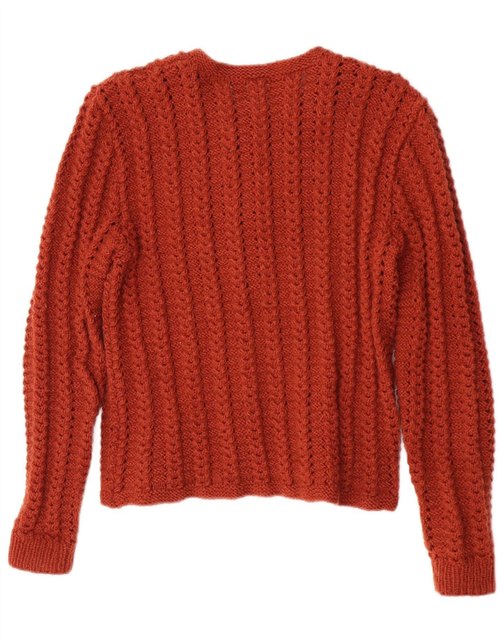 Sweter damski w stylu vintage, rozpinany UK 10, mały pomarańczowy