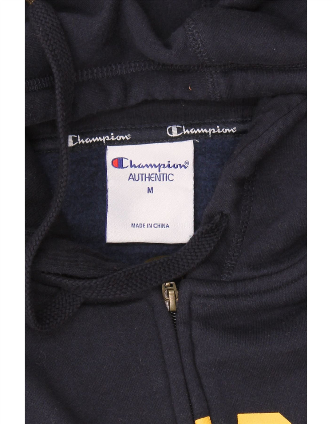 CHAMPION Mens Authentic Graphic Zip Hoodie Sweater Medium Navy Blue Cotton Vintage Champion and Second-Hand Champion from Messina Hembry 