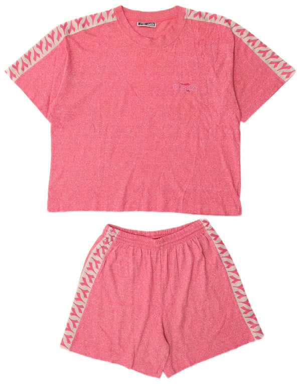 Damski dwuczęściowy zestaw oversize DIADORA z grafiką, UK 10, mały, czerwony, bawełniany