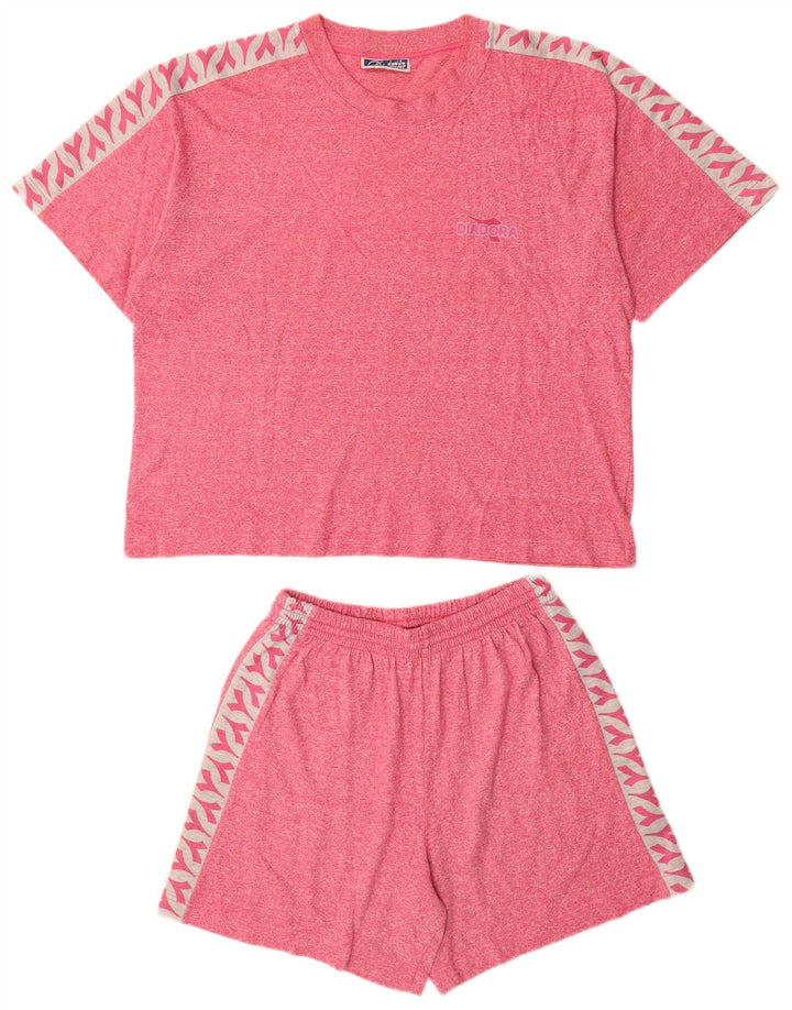 Damski dwuczęściowy zestaw oversize DIADORA z grafiką, UK 10, mały, czerwony, bawełniany
