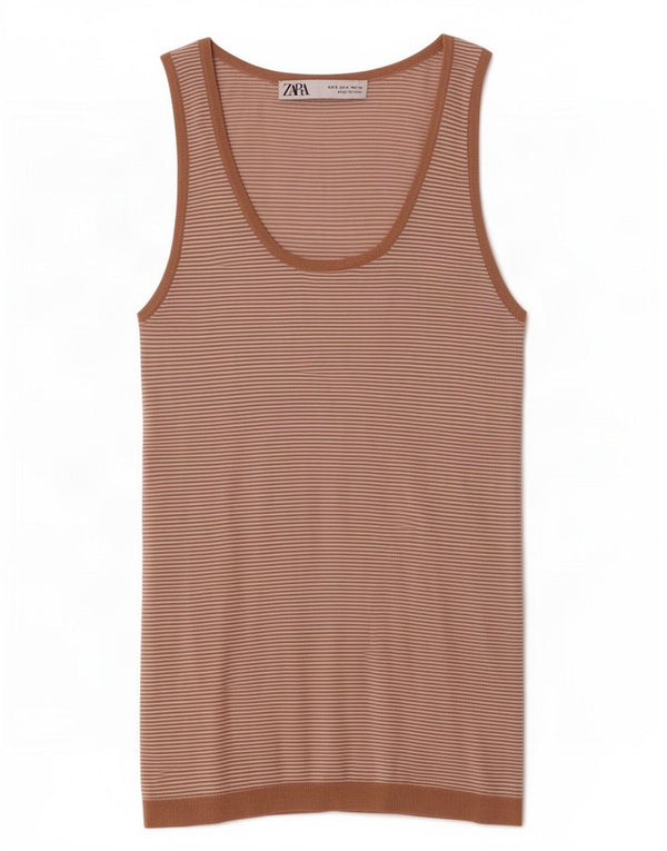 Damska kamizelka Zara UK 8 Small Brown wiskoza w prążki