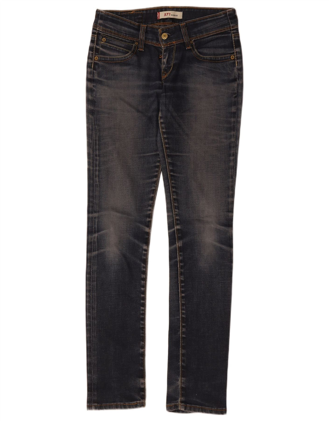 Damskie jeansy Levi's 571 Super Low Slim W28 L34 Niebieska bawełna