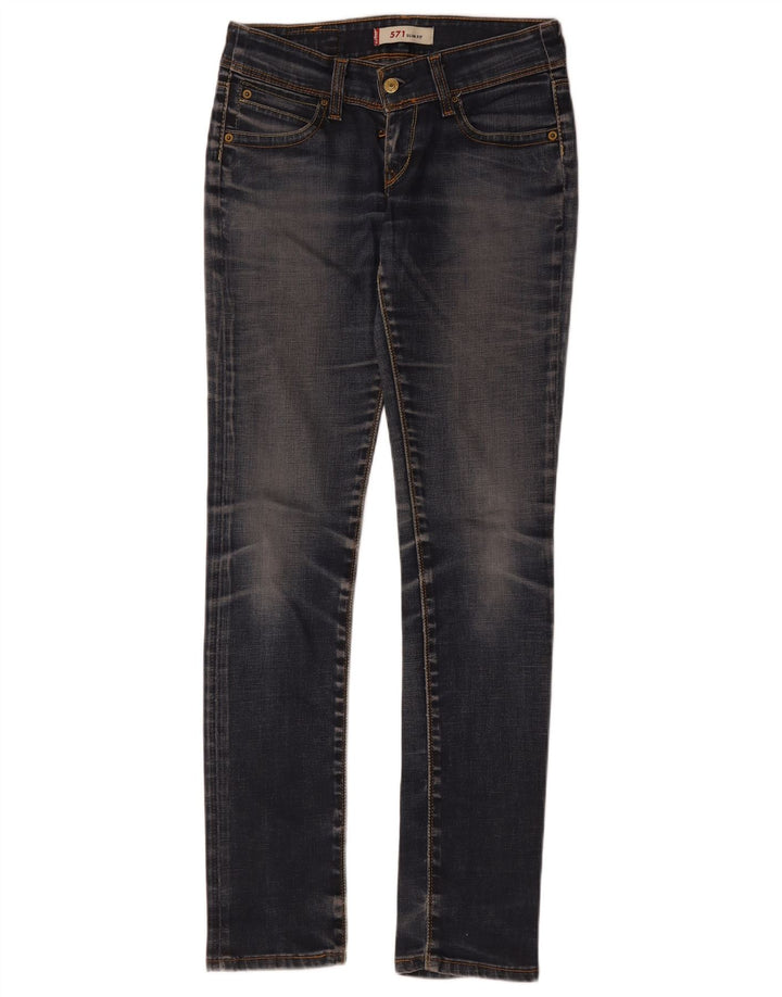 Damskie jeansy Levi's 571 Super Low Slim W28 L34 Niebieska bawełna