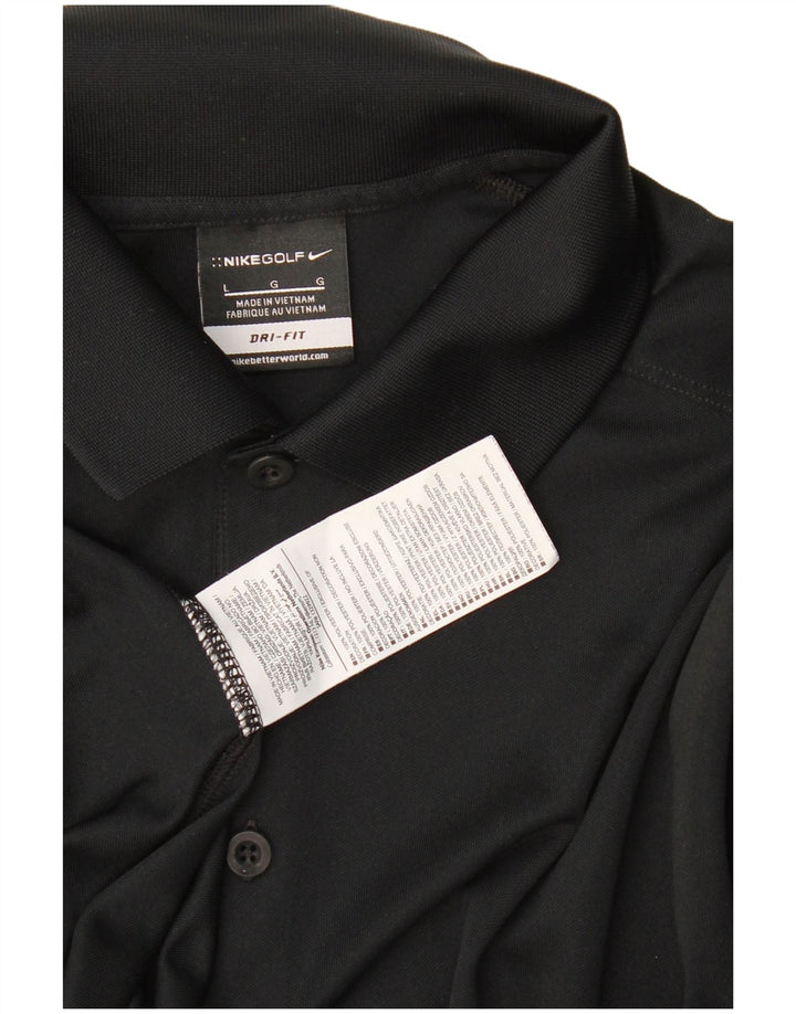 Męska koszulka polo Nike Dri Fit, duża, czarna, poliestrowa