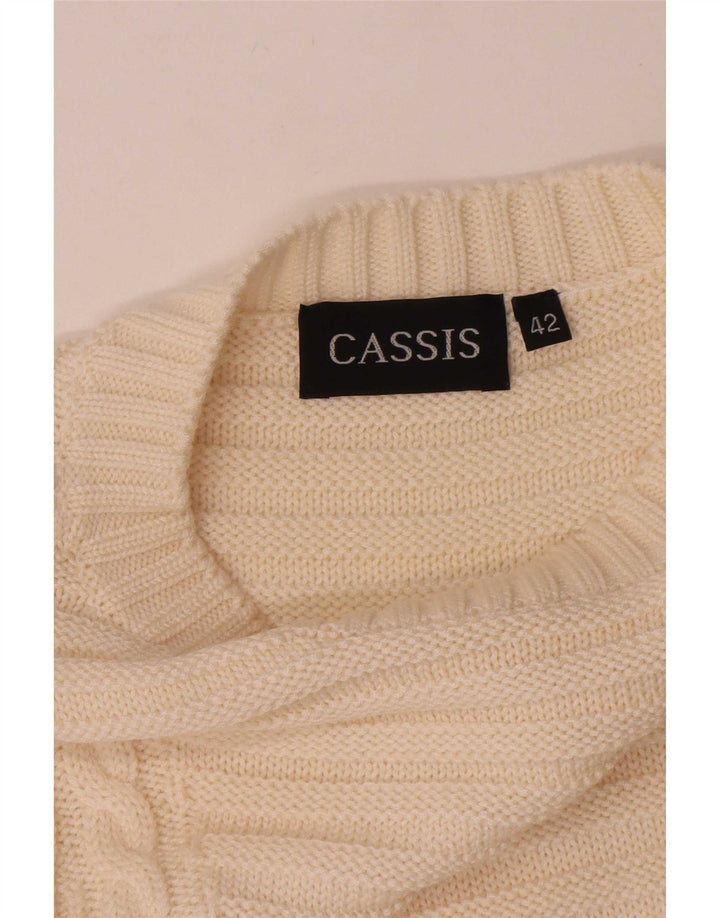 Vintage damski sweter oversize z dekoltem w łódkę EU 42, duży beż
