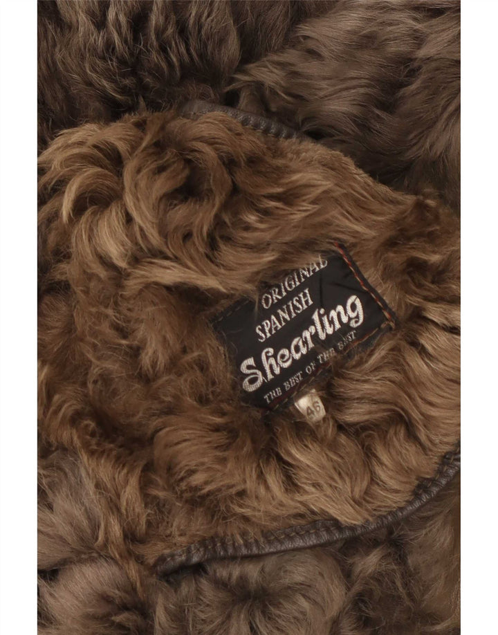 Vintage damska kurtka shearling EU 46 XL brązowa