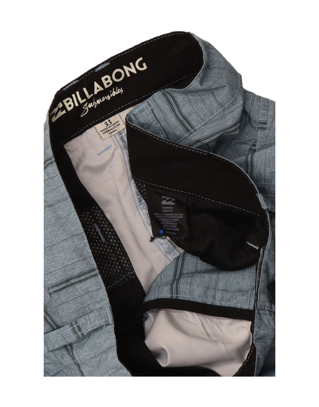 Męskie spodenki Chino Billabong W33, poliester w średnie niebieskie paski