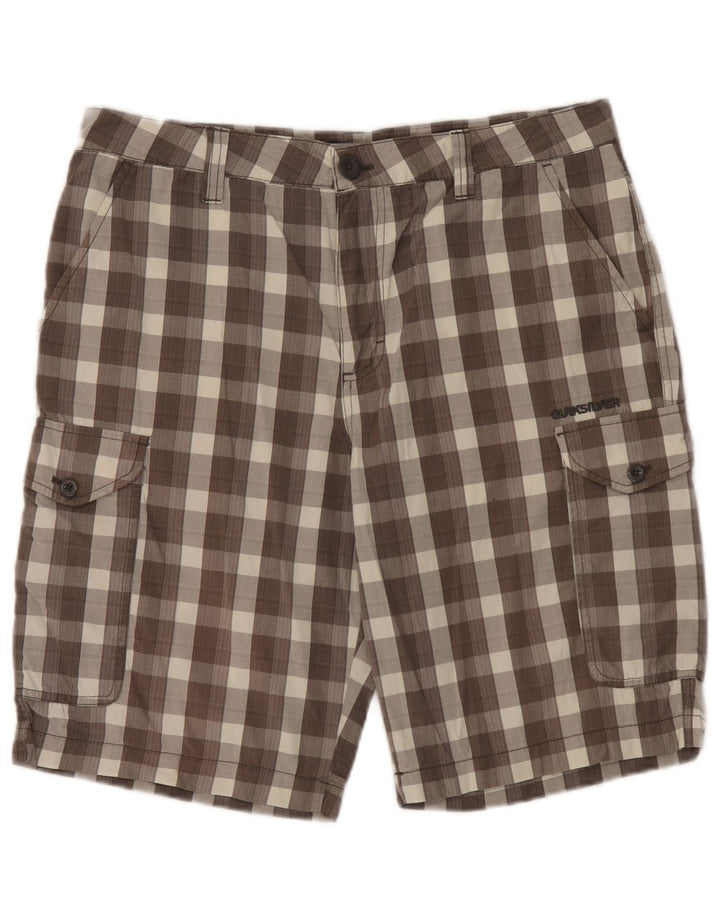 Męskie spodenki cargo Quiksilver W32 Średniobrązowa bawełniana krata