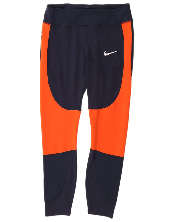 Legginsy damskie Nike UK 14, duży, granatowy, poliester z blokami kolorów