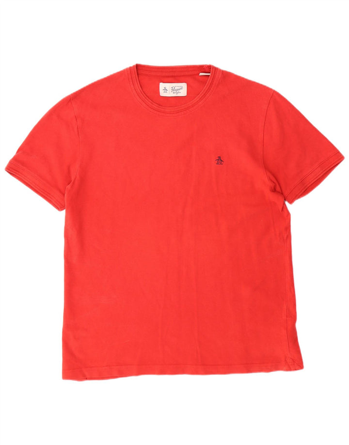 PENGUIN Mens Grant Fit T-Shirt Top Large Red Cotton